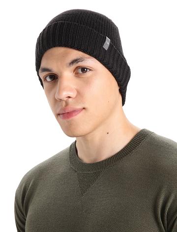 Icebreaker Unisex Merino Vela Cuff Beanie Férfi Kalap Fekete | HU 1090KORI